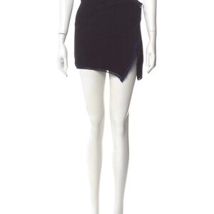 Jacquemus Black Asymmetric Mini Skirt with Navy Trim